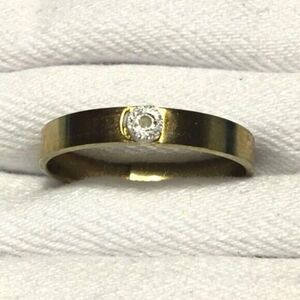 Vintage Diamond Chip Ring Adjustable Band Size 7.5 Gold Plated Costume Jewelry